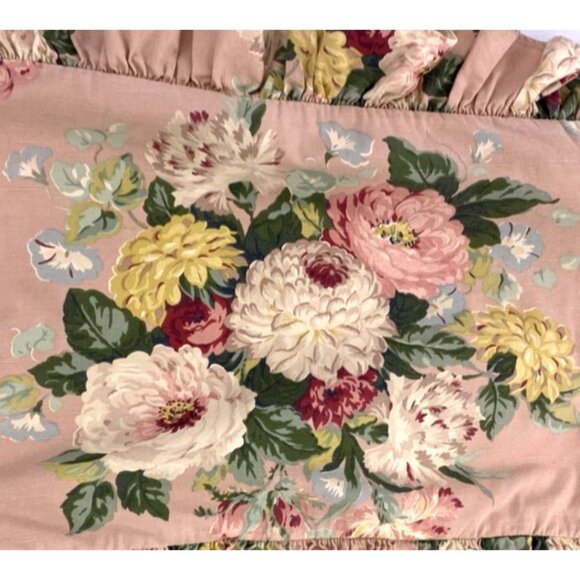 2 Vintage RALPH LAUREN Cynthia Standard Pillow Shams Pink Floral Ruffled Set USA - Picture 7 of 10